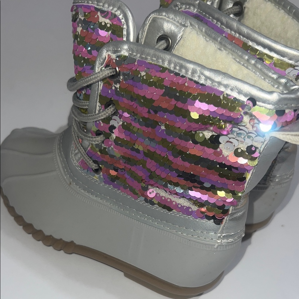 Olivia Miller Kids Sequin Rain & Snow Boots - Silver, Pink, Purple - Picture 3 of 8